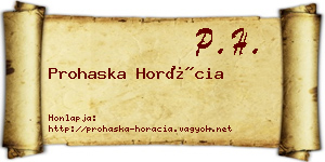 Prohaska Horácia névjegykártya